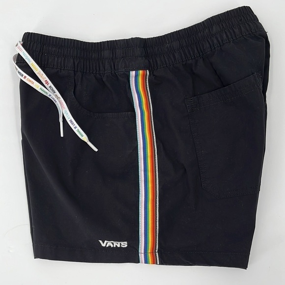 VANS Pride Rainbow Stripe Shorts Black Drawstring  XSmall - Picture 4 of 7
